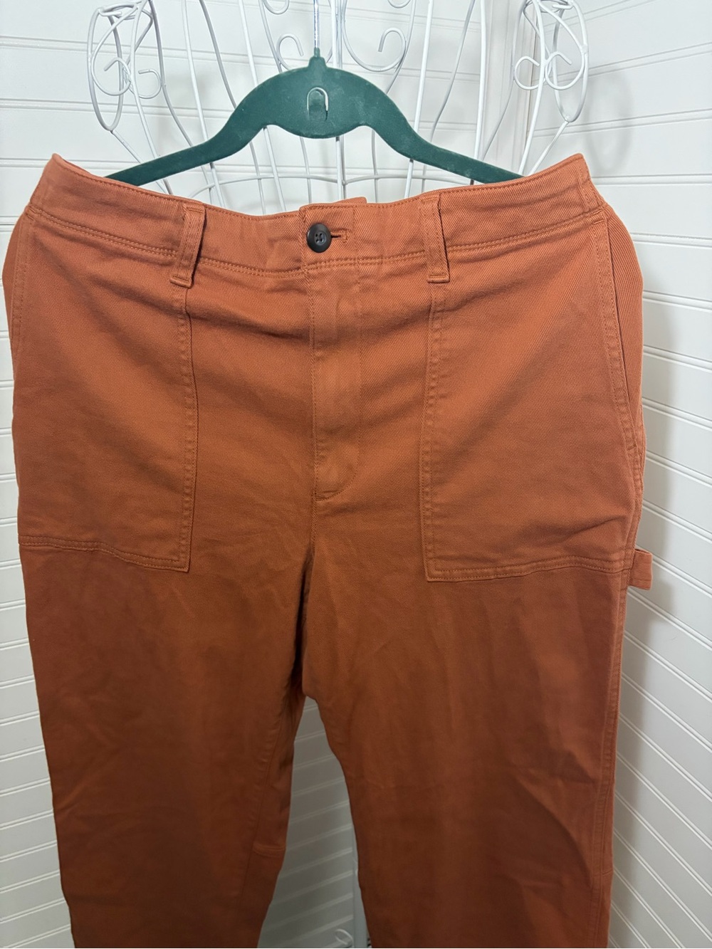 GAP Women's Cropped Chino Pants in Rust Orange - Picture 3 of 8